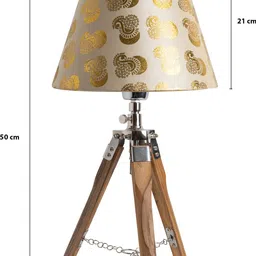 homesake Modern Tripod Table Lamp, Wooden Base Modern Fabric Lampshade Table Lamp image 4