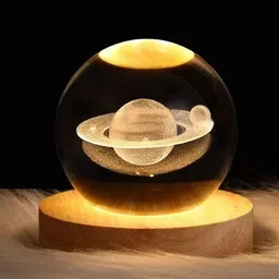 aadgex 3D Saturn Crystal Ball Night Light Ball with Wooden Base.-L148 Table Lamp-picture-19
