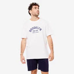 Men's Fitness T-Shirt 500 Essentials - Glacier White Print-image-76