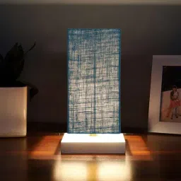 new era Square Turquoise Jute table lamp with White wood base -53-picture-22