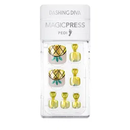 Dashing Diva Women Gold-Toned & Green Magicpress Juicy Pineapple Pedicure Set image 1
