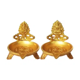 Aakrati Gold Toned 2 Pieces Brass Lakshmi & Ganesh Diyas image 1