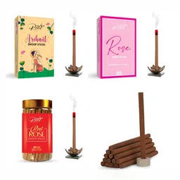 THE RUPAWAT Perfumery House 3-pcs Brown Rose Arihant & Red Rose Incense Sticks image 1