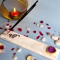 HOMEARTE Beige Agate Ik Onkar Printed Incense Stick Holder image 3