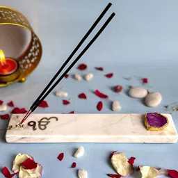 HOMEARTE Beige Agate Ik Onkar Printed Incense Stick Holder image 4