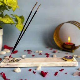 HOMEARTE Beige Agate Ik Onkar Printed Incense Stick Holder image 5