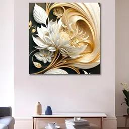 OLIVE TREE White & Cream Canvas Floral Wall Art image 1