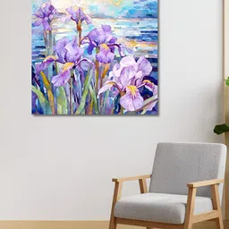 OLIVE TREE Purple & Blue Canvas Floral and Botanical Wall Art image 1