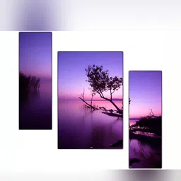 PnF Purple & Black 3 Piece Wooden Floral and Botanical Wall Art-image-2