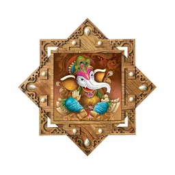 PnF Beige & Blue Wooden Religious Painting Wall Art-picture-28