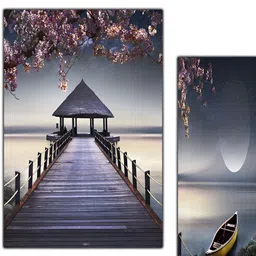 PnF Grey & Purple 3Pcs Wooden Floral And Botanical Wall Paintings-image-35