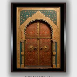 INDIAN CLASSIC ART Brown & Green Wooden Wall Art Painting-image-29