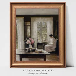 THE VINTAGE ARTISTRY Off White & Brown Portrait Still Life Painting Wall Art-image-76