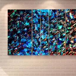 Casperme 6 Pieces Blue & Red Modern Art Grill Frame Wooden Painting Wall Art-picture-30