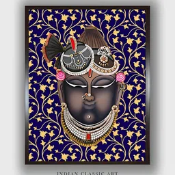 INDIAN CLASSIC ART Blue & Brown ShrinathjiIndian Wall Art-picture-27