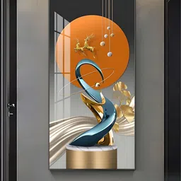 THE HANDMADE FLAIR Blue & Orange Light Nordic Abstract Painting Wall Art-image-19