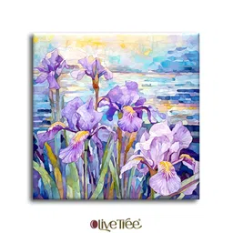 OLIVE TREE Purple & Blue Canvas Floral and Botanical Wall Art image 3