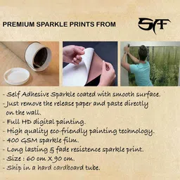 SAF Blue & Orange Abstract Art Sparkle Coated Unframed Painting Wall Art image 2