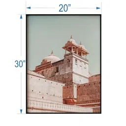 INDIAN CLASSIC ART Blue & Beige Jaipur City Fort Wall Painting image 5