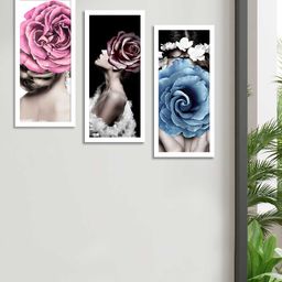 Art Street Set Of 3 Pink & Black Floral Theme Framed Paintings-picture-29