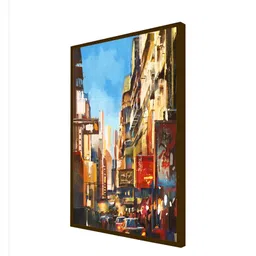 Artsense Blue & Beige City Street Market Canvas Paintings Wall Art image 3