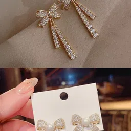 reesha jewel combo of 2 pairs of Korean earrings Brass Drops & Danglers-picture-13