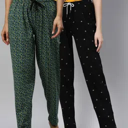 Kryptic Women Pack Of 2 Printed Pure Cotton Lounge Pants-image-74