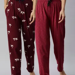 Kryptic Women Pack Of 2 Printed Pure Cotton Lounge Pants-picture-26