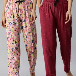 Kryptic Women Pack Of 2 Printed Pure Cotton Lounge Pants-picture-32
