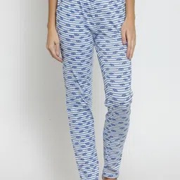 Boston Club Women Blue Printed Pure Cotton Lounge Pant-image-62