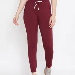 CHROME & CORAL Women Maroon Solid Track Pants image 1