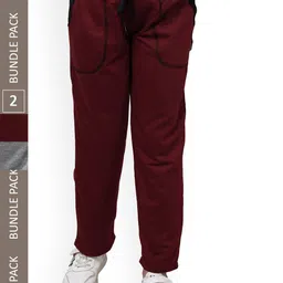 IndiWeaves Girls Pack Of 2 Mid-Rise Fleece Track Pants-picture-36