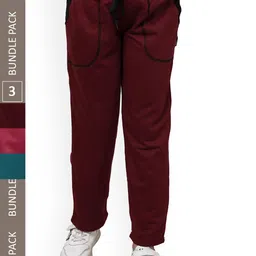 IndiWeaves Girls Pack Of 3 Mid-Rise Fleece Track Pants-picture-29