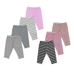 Lenam Infant Kids Pack Of 7 Striped Pure Cotton Mid Rise Track Pants-picture-43