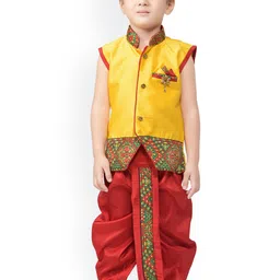 Jeetethnics Boys Yellow Regular Kurta with Dhoti Pants-picture-54