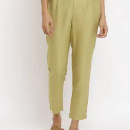 folk song W The Folksong Collection Women Green Solid Trousers-picture-23