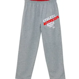 Fashionable Boys Grey Melange Printed Cotton Track Pants-picture-23