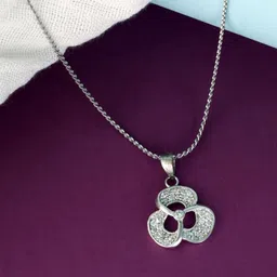 Tuanz Silver Jewelry Rhodium-Plated Floral Pendants image 1