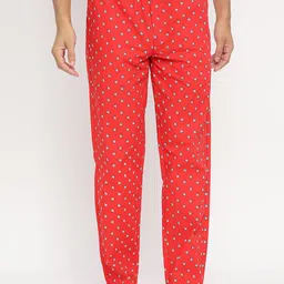 UnderJeans by Spykar Men Red Cotton Woven Lounge Pants image 5