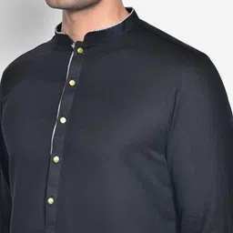KISAH Men Black Kurta with Patiala image 5