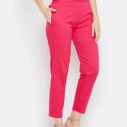Clora Creation Women Pink Solid Regular Fit Trousers image 2