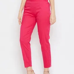 Clora Creation Women Pink Solid Regular Fit Trousers image 5
