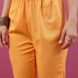 KETCH Mustard Yellow Floral Printed Kurta with Trousers & With Dupatta image 3