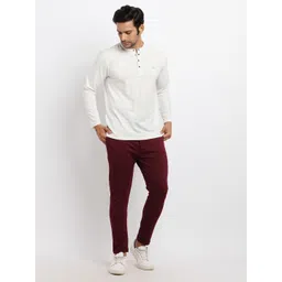 Status Quo Men Maroon Solid Cotton Track Pants image 5