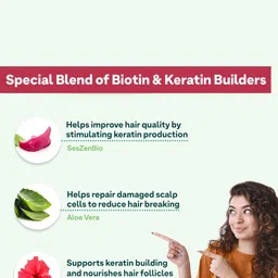 OZiva Plant Based Biotin Xtra Capsules with Vitamins & Keratin Builder - 60 Veg Capsules image 4