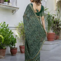 anmi Printed, Embellished Bandhani Chiffon, Georgette Saree image 2