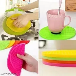 p & p kitchen Hot Pot Holder Mat Slip Coasters, Round, Multicolor, Trivet image 4