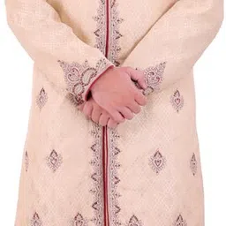 Pooja Ethnic Pooja Ethnic Men's Beige Jacquard Sherwani with Dhoti PE9008 Embroidered Sherwani-picture-36