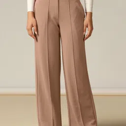 selvia Women Regular Fit Brown Lycra Blend Trousers-picture-15