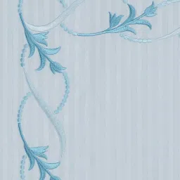 platina india Blue Stripped Pattern With Floral Embroidery 500 Tc Cotton King Sized Double Bedsheet With 2 Pillow Covers image 5